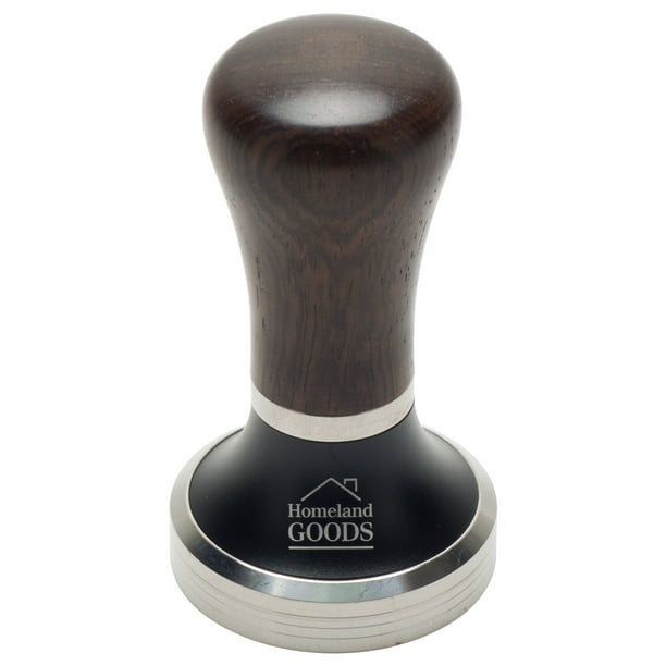 Barista Espresso Coffee Bean Tamper Stainless Base Wood Handle Heavy Duty 